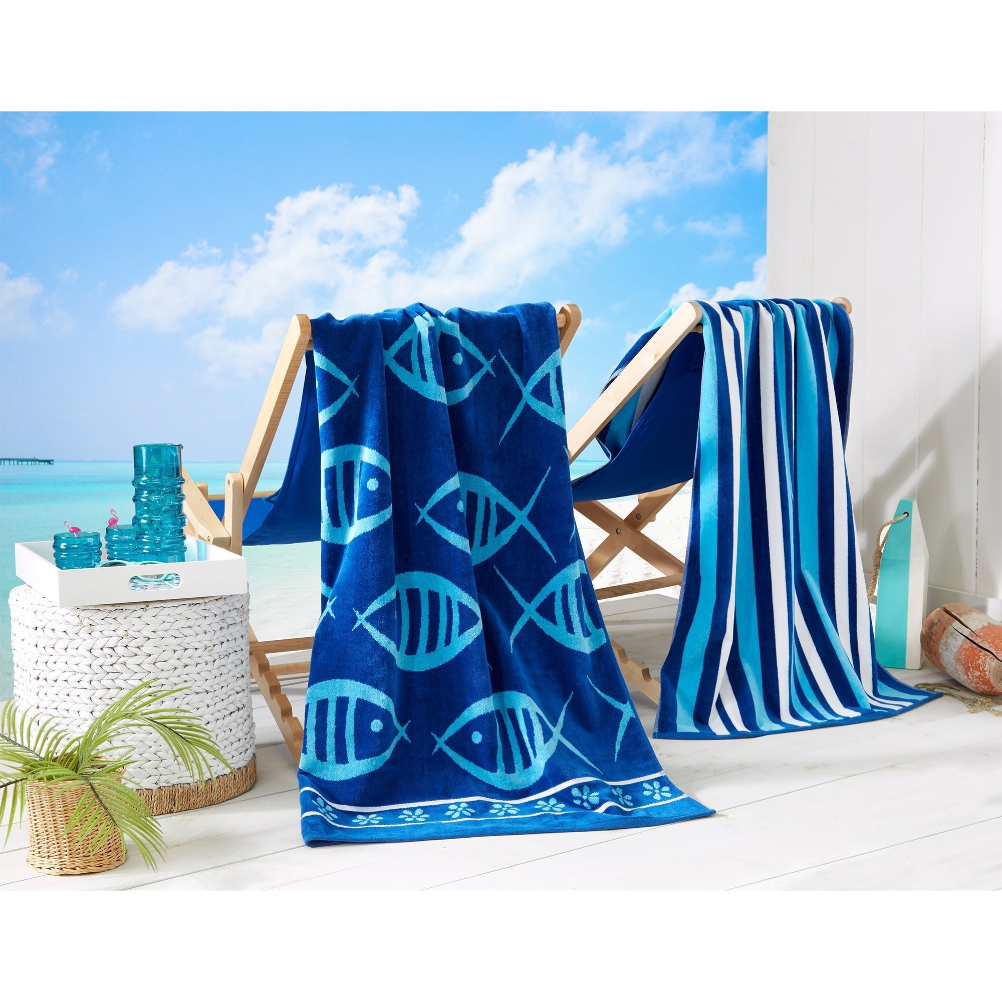 Cotton Velour Beach Towel - Maui Collection - Boske.store