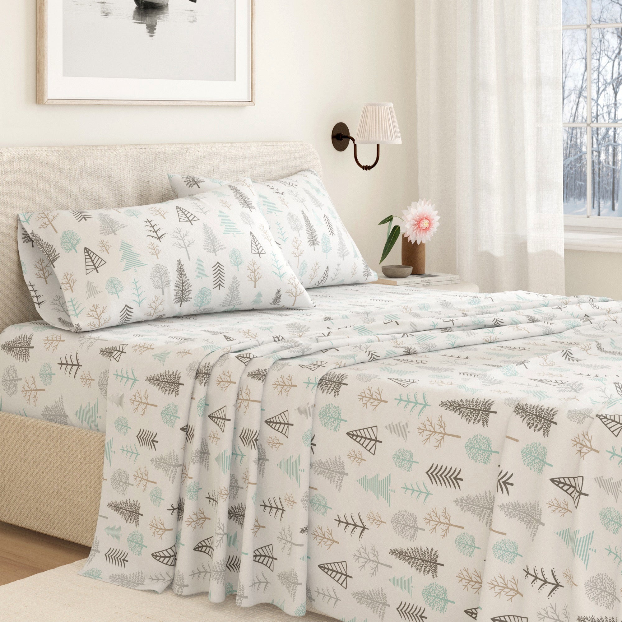 4 - Piece Turkish Cotton Flannel Sheet - Lakeview Collection - Boske.store