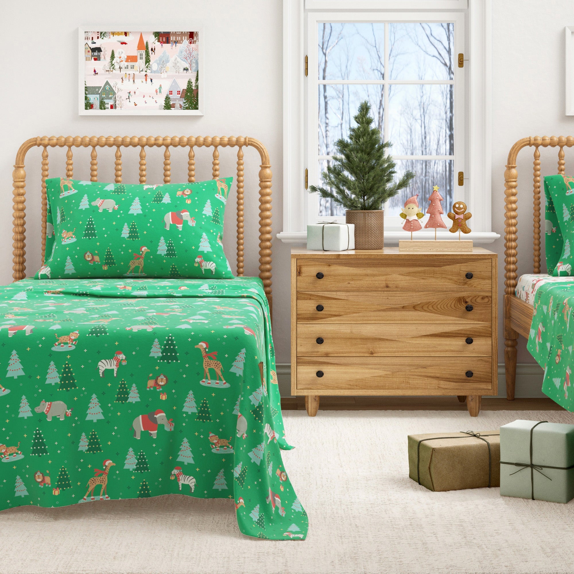 4 - Piece Turkish Cotton Christmas Flannel Sheet - Whittaker Collection - Boske.store