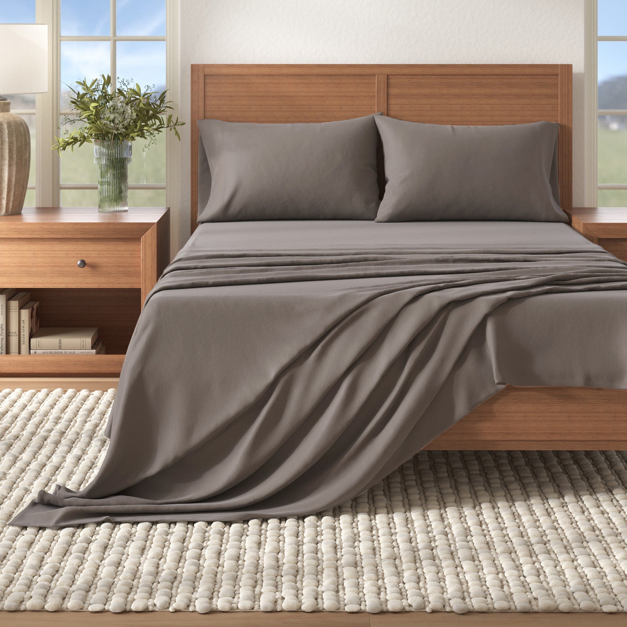 4 - Piece Cotton Solid Flannel Sheet - Nordic Collection - Boske.store