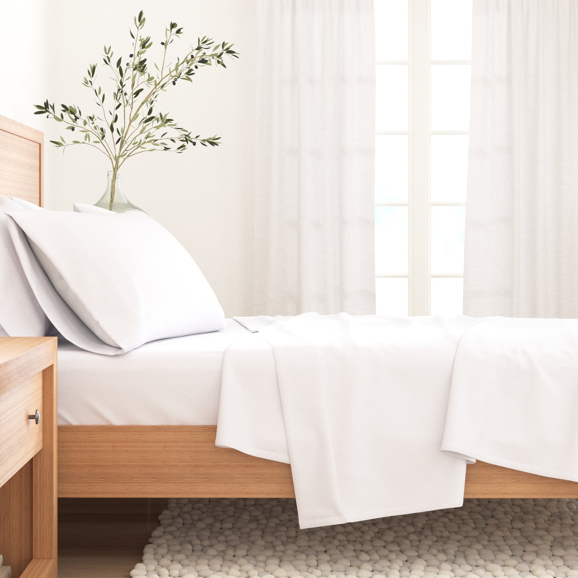 4 - Piece Cotton Solid Flannel Sheet - Nordic Collection - Boske.store
