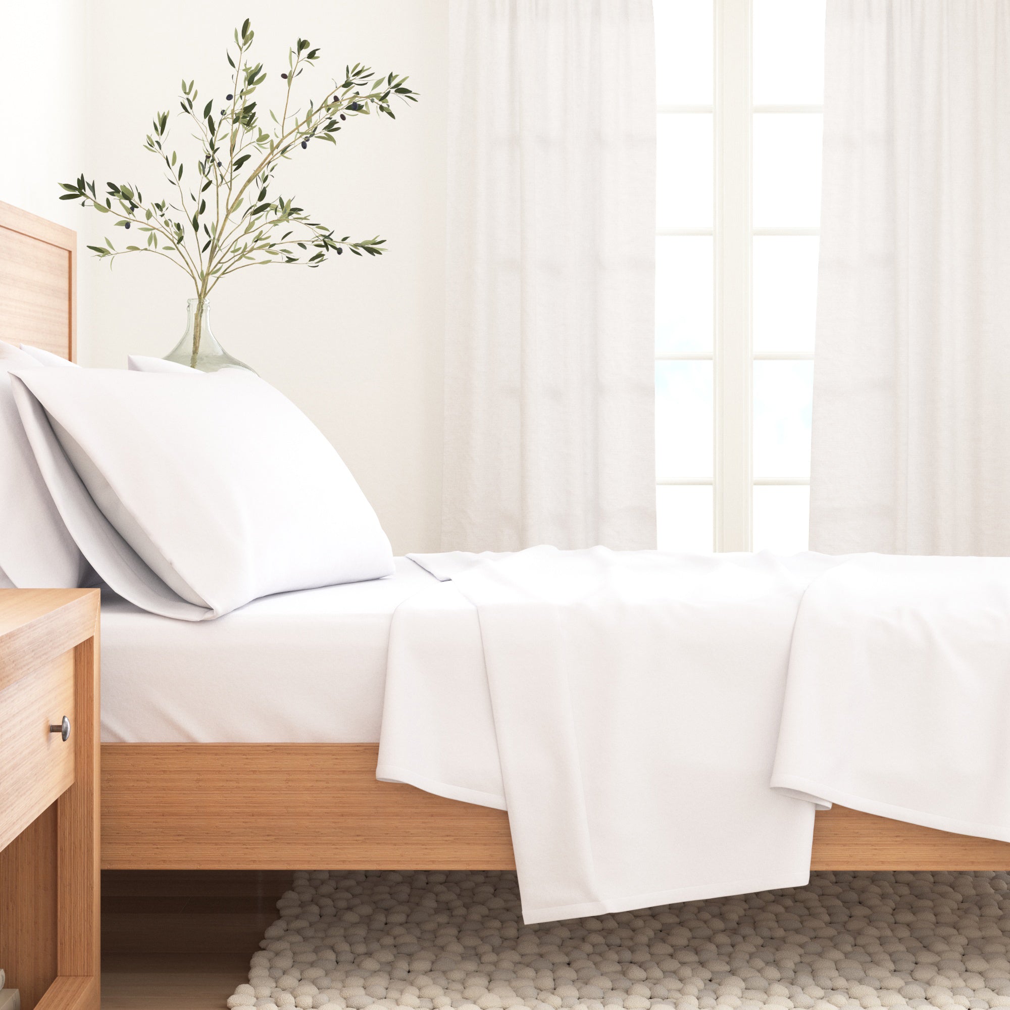 4 - Piece Cotton Solid Flannel Sheet - Nordic Collection - Boske.store