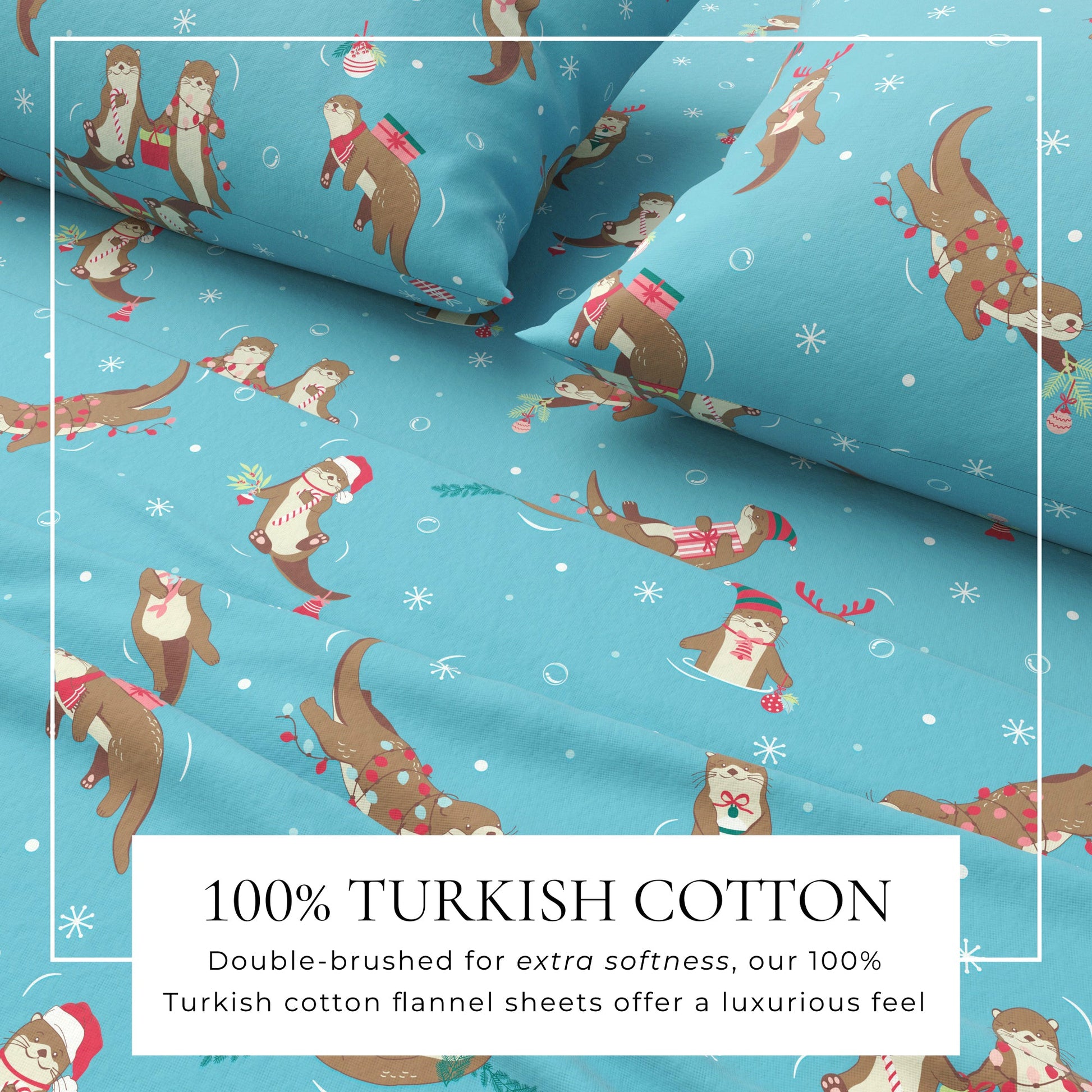 4 - Piece Turkish Cotton Christmas Flannel Sheet - Whittaker Collection - Boske.store