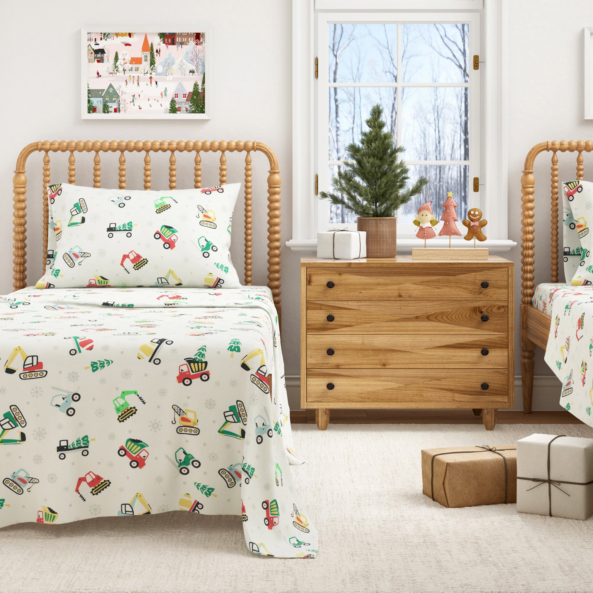 4 - Piece Turkish Cotton Christmas Flannel Sheet - Whittaker Collection - Boske.store