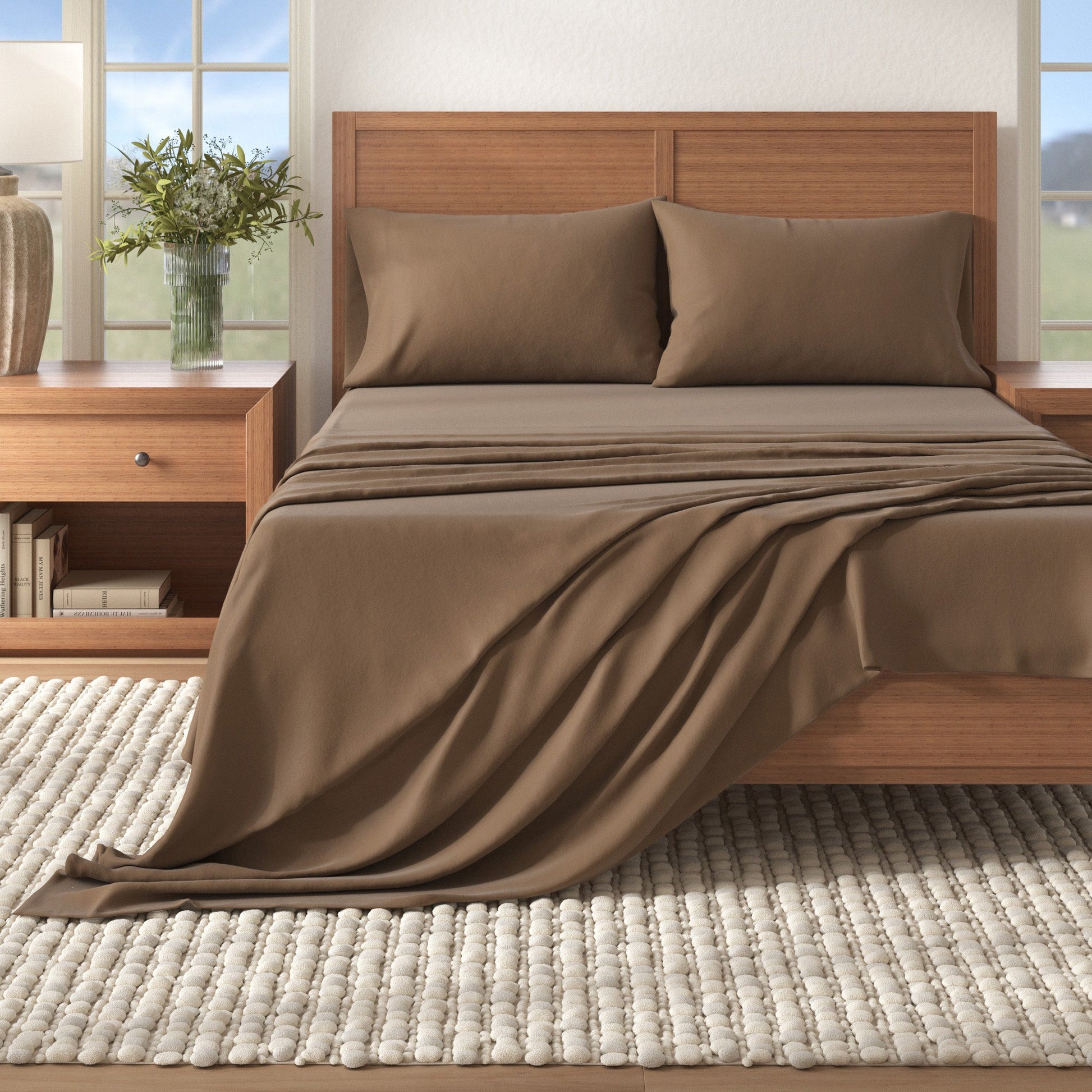 4 - Piece Cotton Solid Flannel Sheet - Nordic Collection - Boske.store
