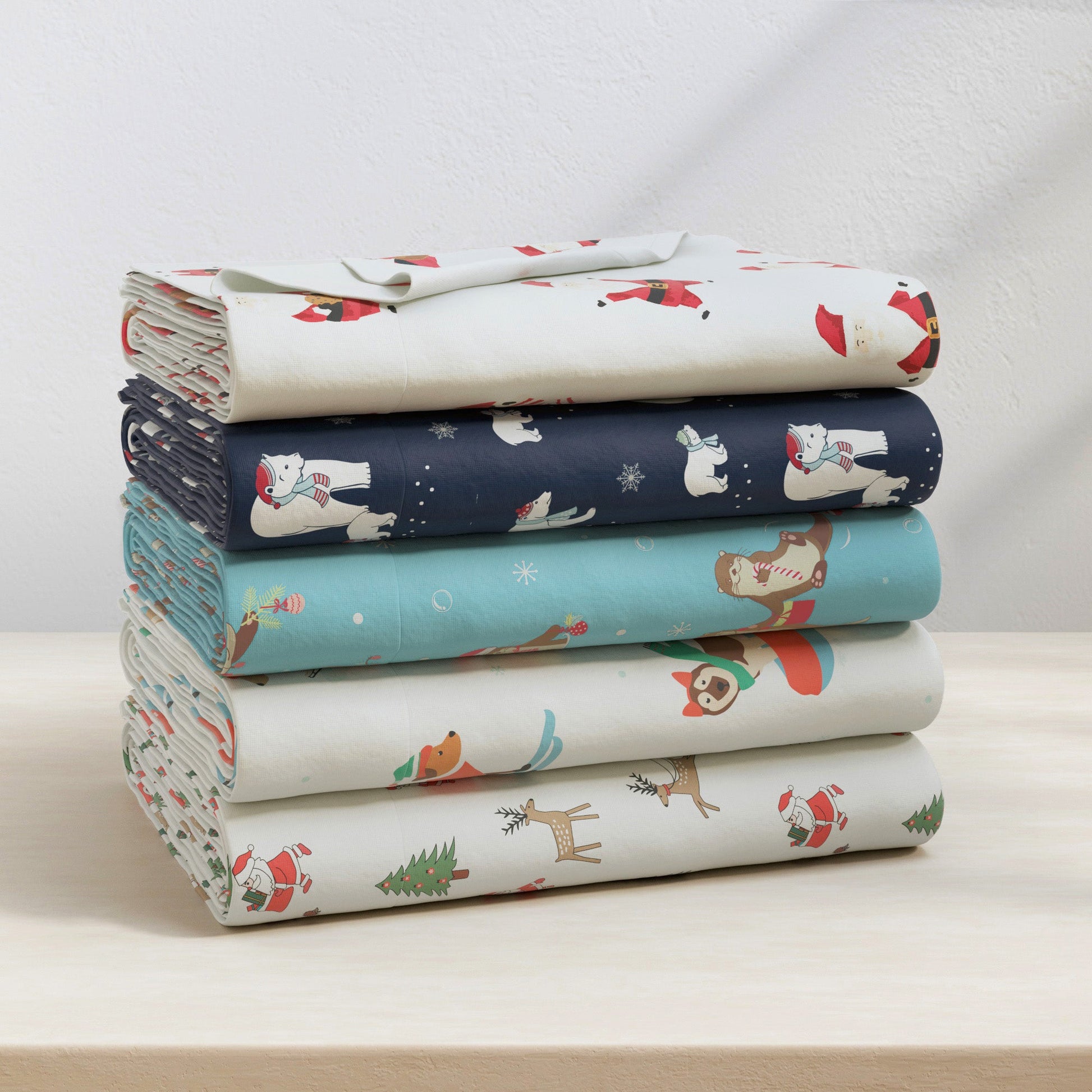 4 - Piece Turkish Cotton Christmas Flannel Sheet - Whittaker Collection - Boske.store