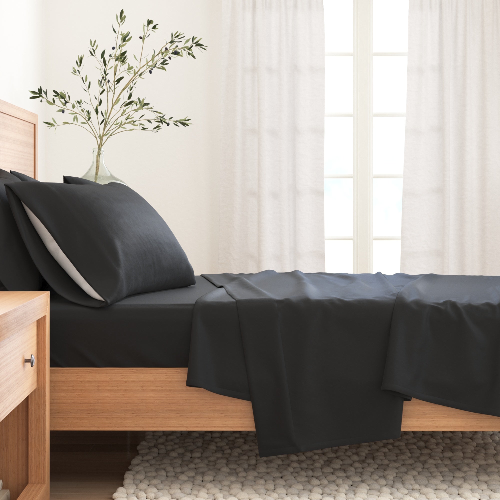 4 - Piece Cotton Solid Flannel Sheet - Nordic Collection - Boske.store