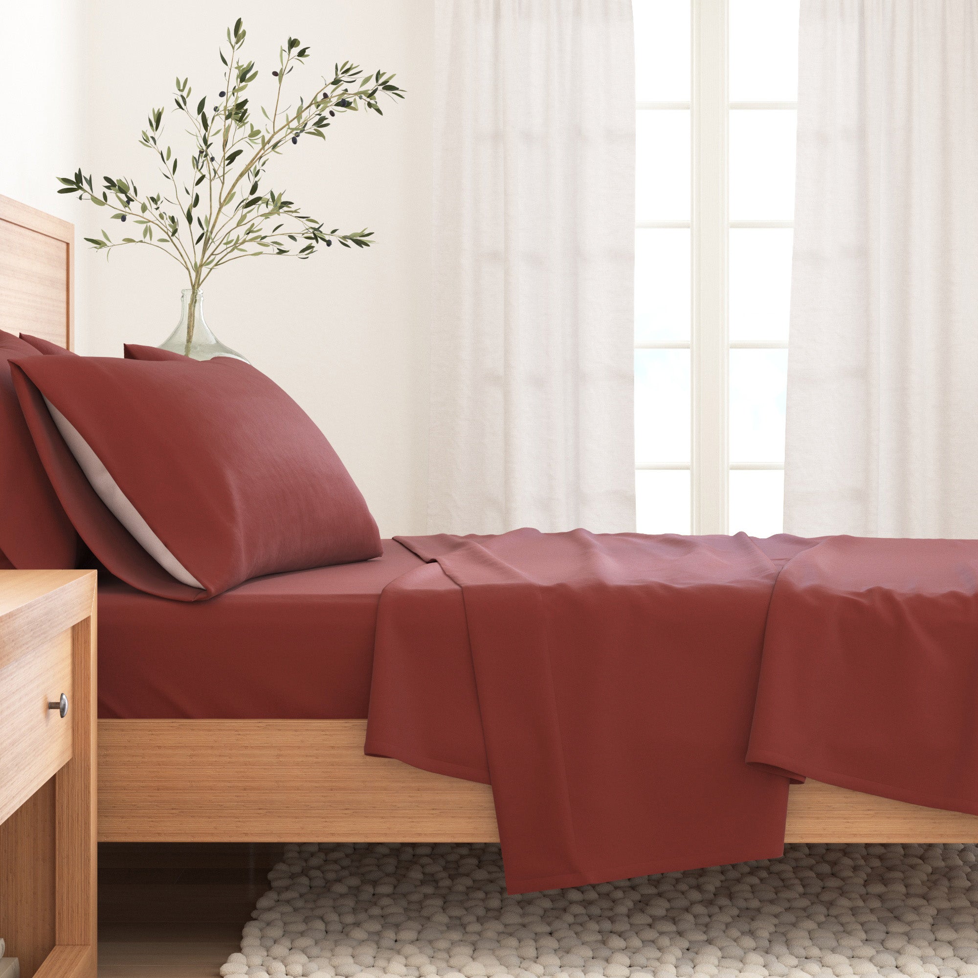 4 - Piece Cotton Solid Flannel Sheet - Nordic Collection - Boske.store