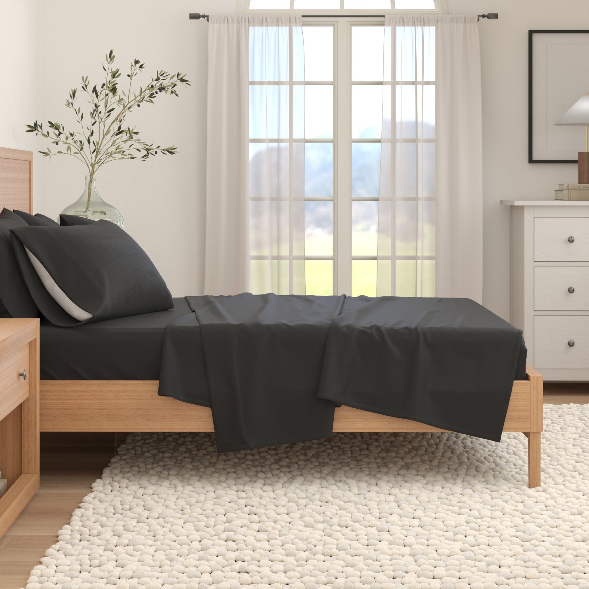 4 - Piece Cotton Solid Flannel Sheet - Nordic Collection - Boske.store