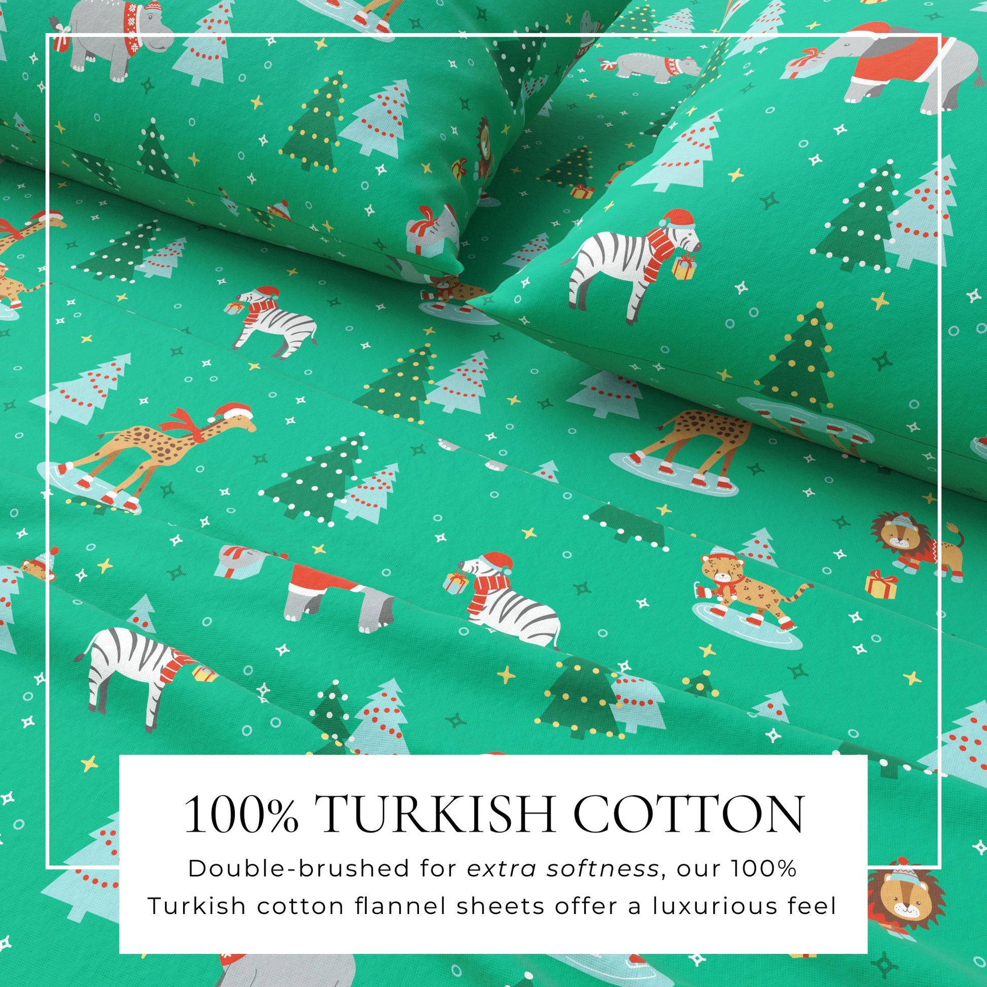 4 - Piece Turkish Cotton Christmas Flannel Sheet - Whittaker Collection - Boske.store