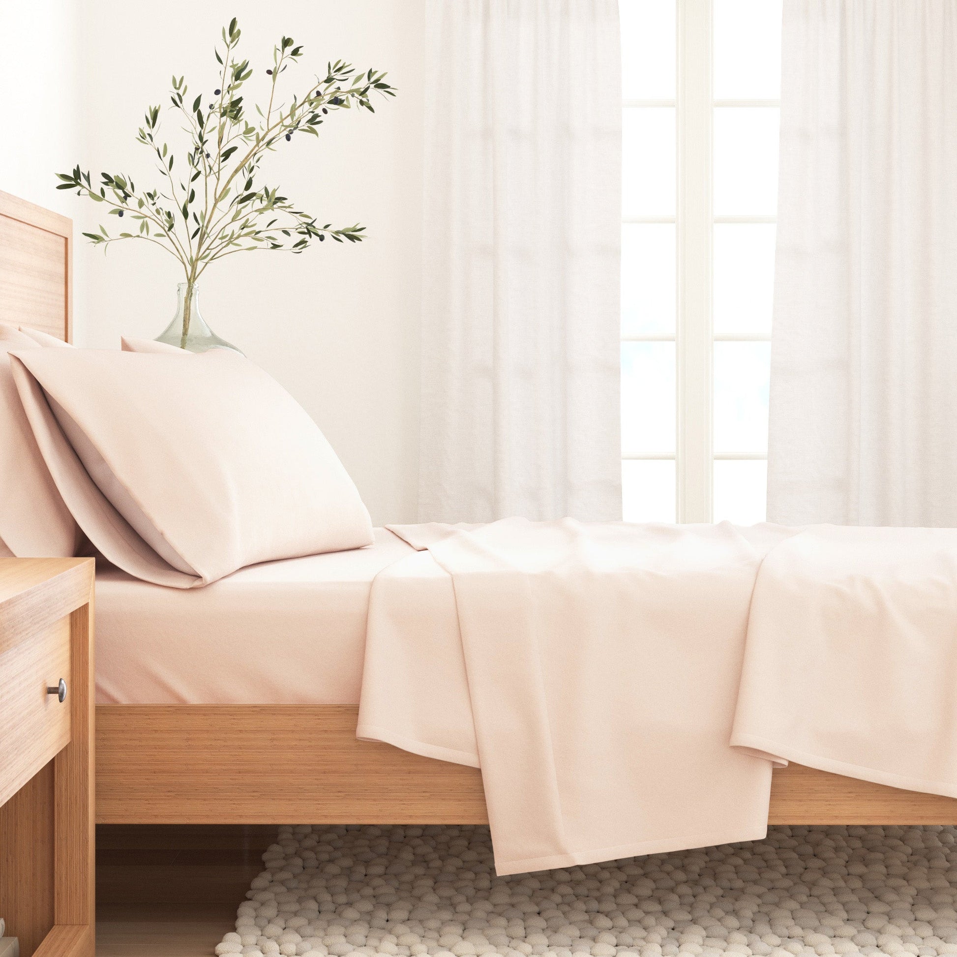 4 - Piece Cotton Solid Flannel Sheet - Nordic Collection - Boske.store