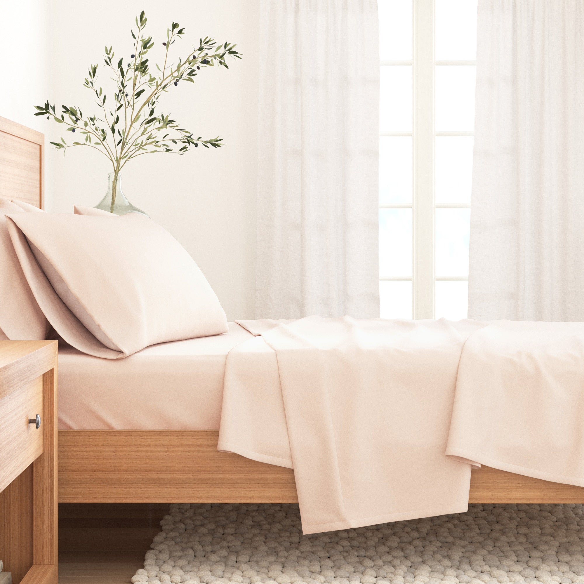 4 - Piece Cotton Solid Flannel Sheet - Nordic Collection - Boske.store