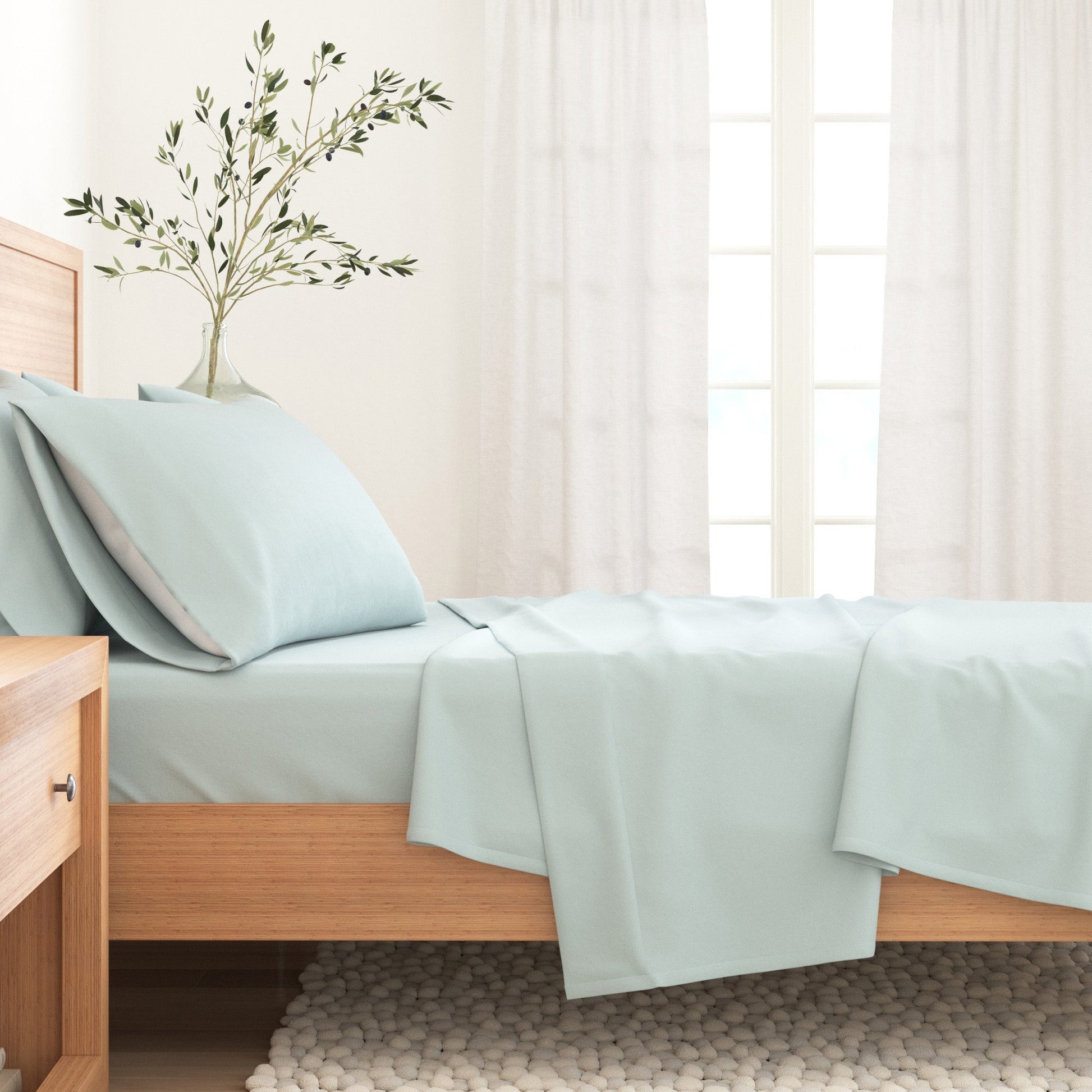 4 - Piece Cotton Solid Flannel Sheet - Nordic Collection - Boske.store