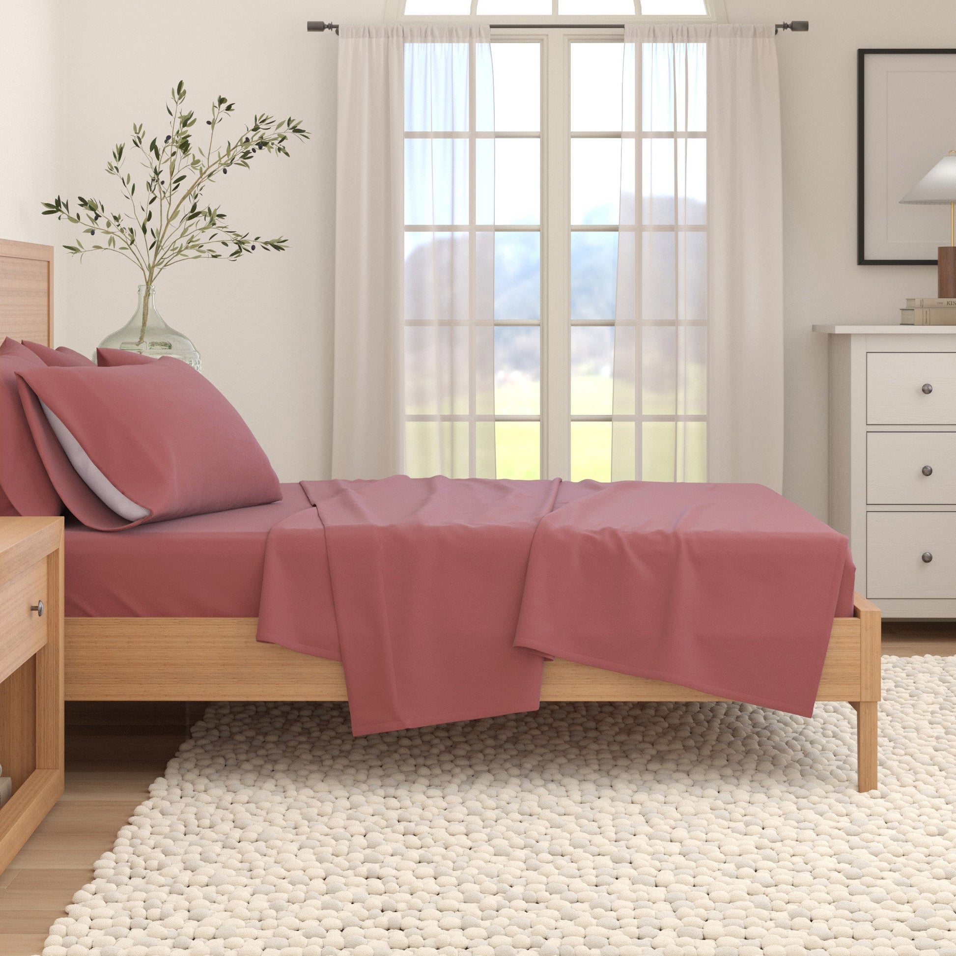 4 - Piece Cotton Solid Flannel Sheet - Nordic Collection - Boske.store
