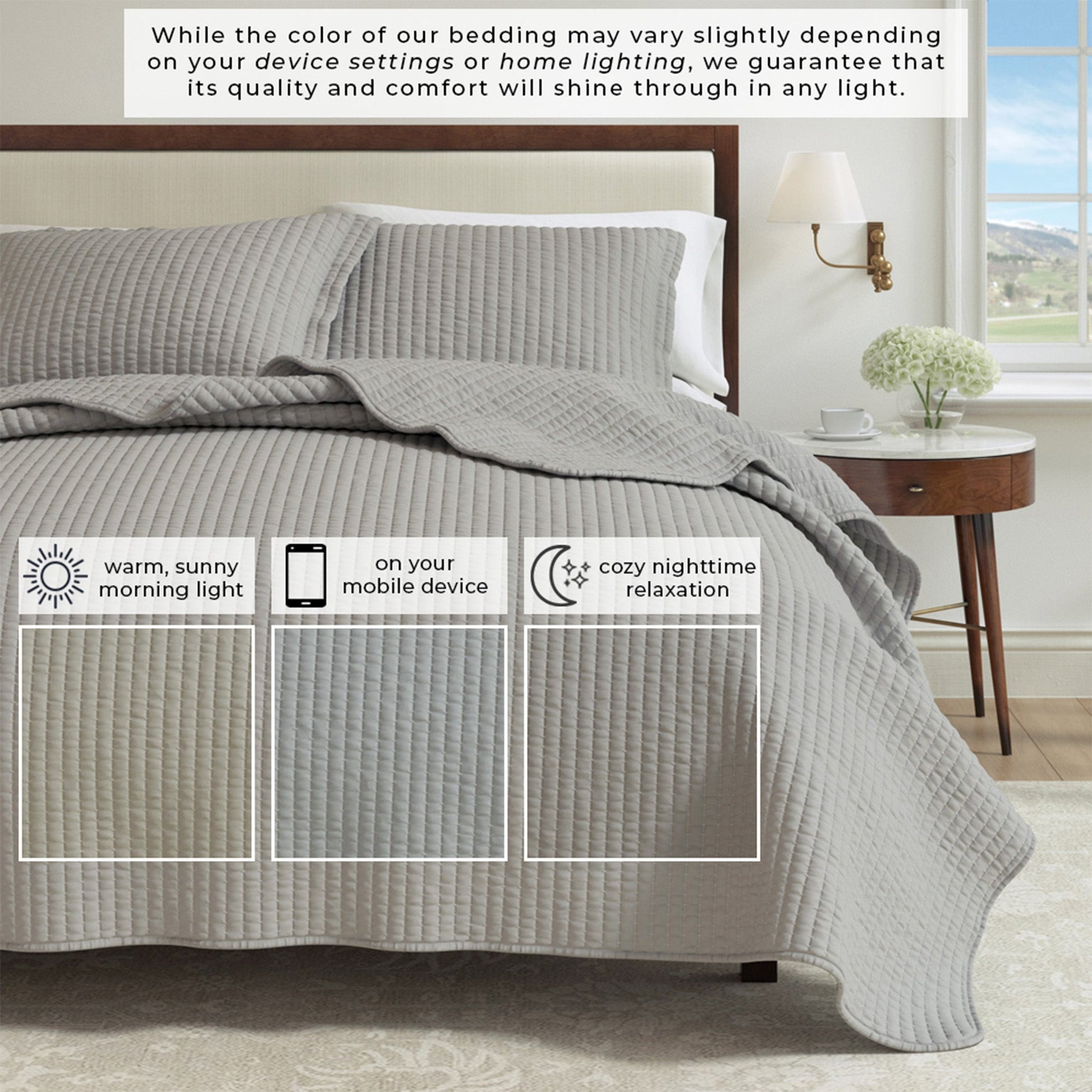 3 - Piece Solid Quilt - Alicia Collection - Boske.store