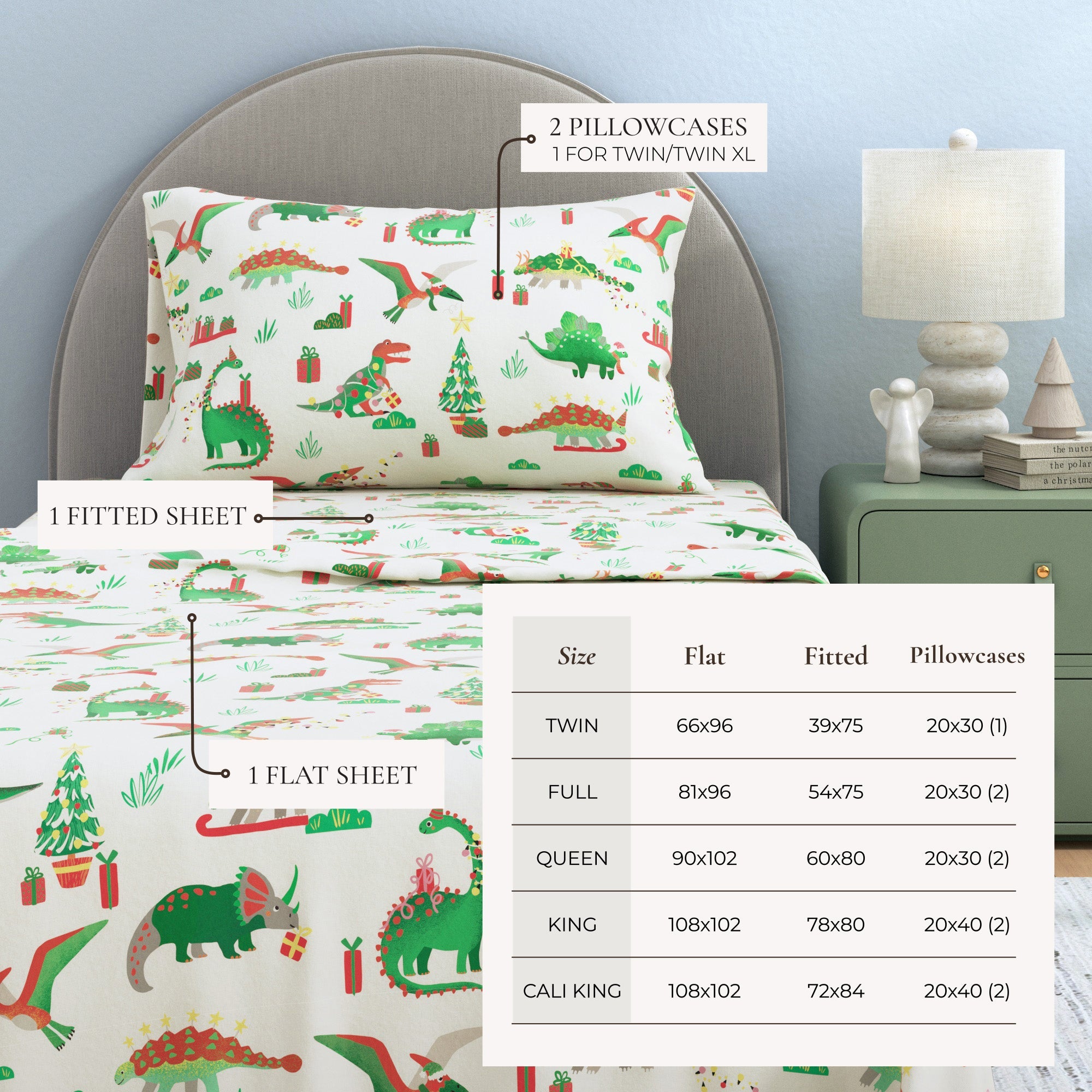 4 - Piece Turkish Cotton Christmas Flannel Sheet - Whittaker Collection - Boske.store