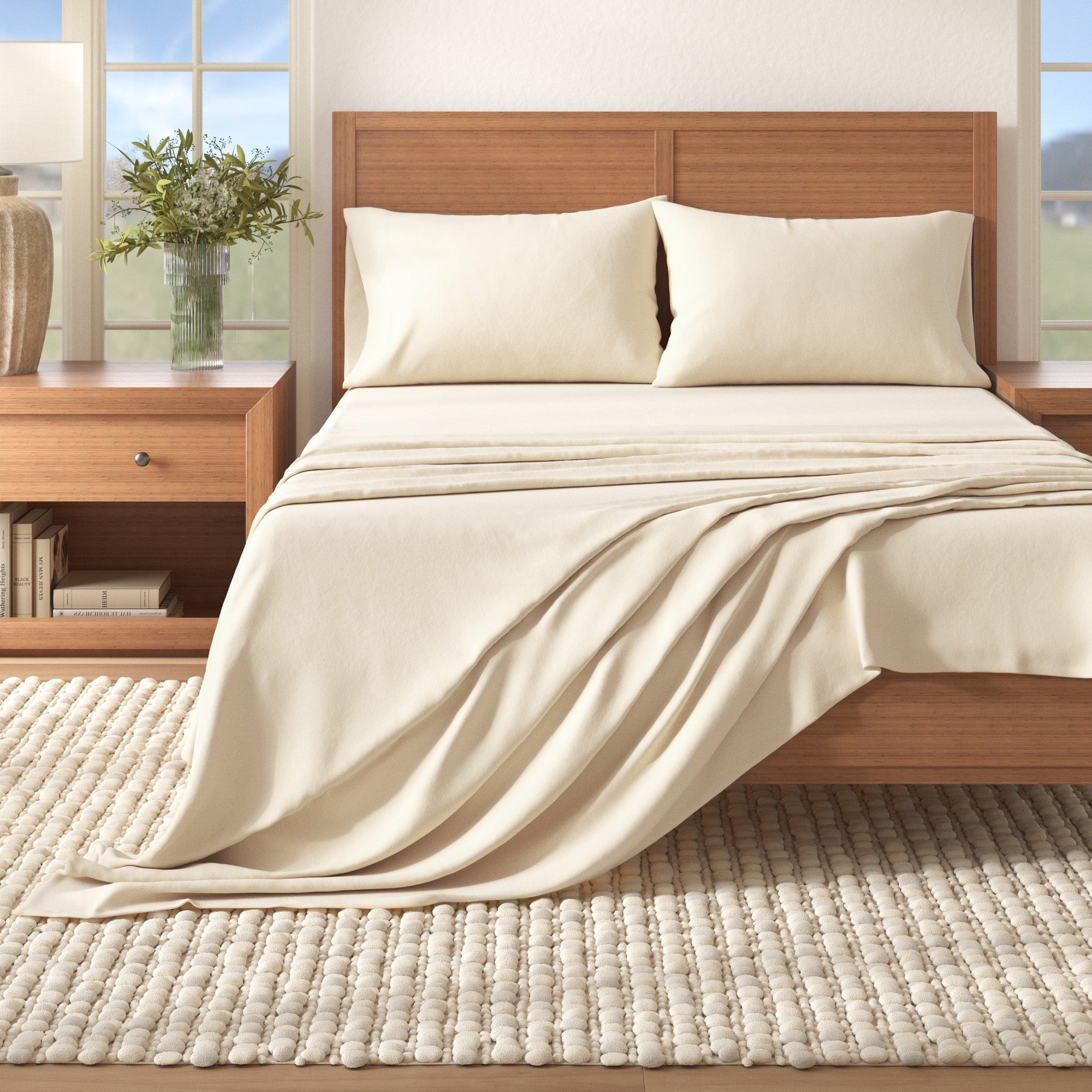 4 - Piece Cotton Solid Flannel Sheet - Nordic Collection - Boske.store
