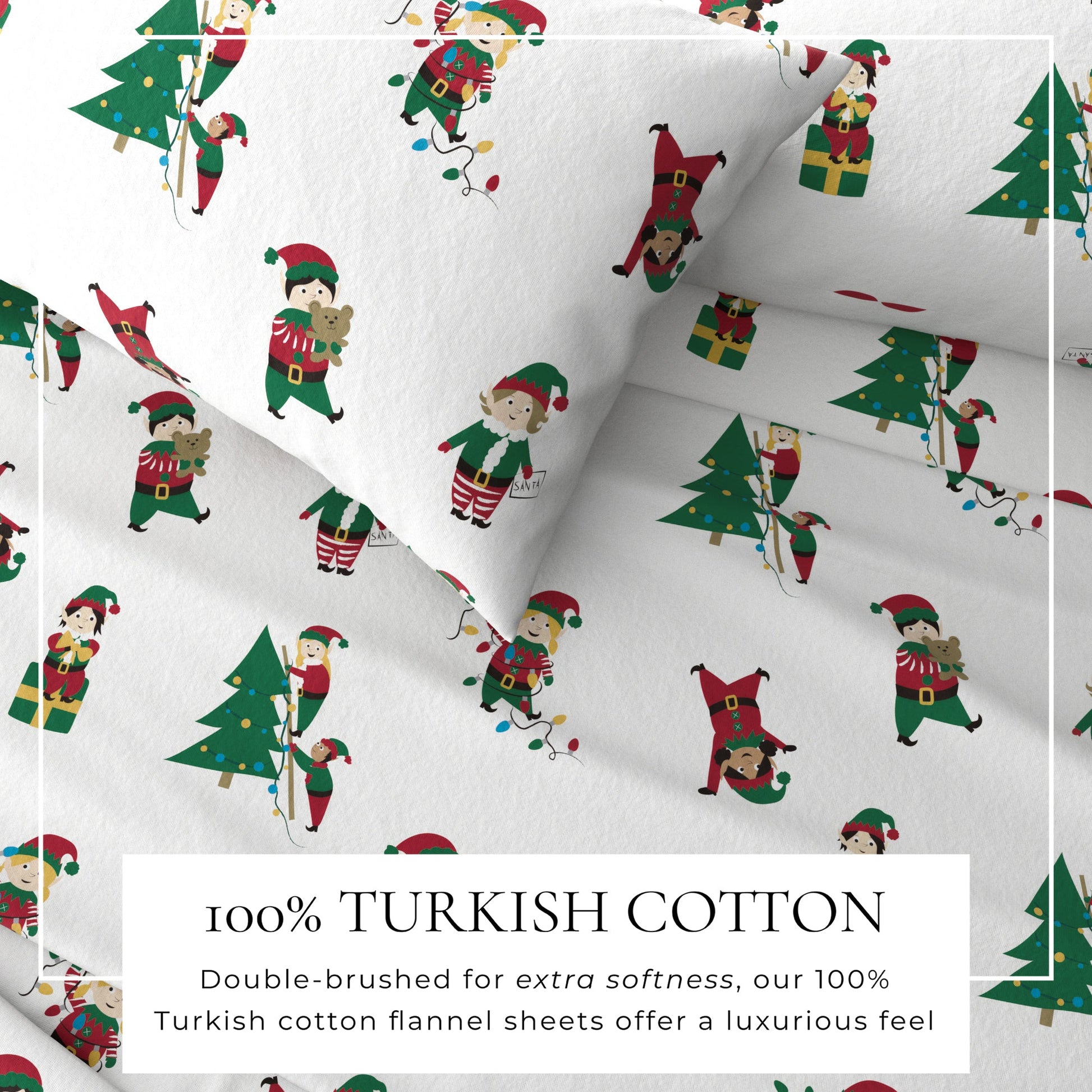 4 - Piece Turkish Cotton Christmas Flannel Sheet - Whittaker Collection - Boske.store