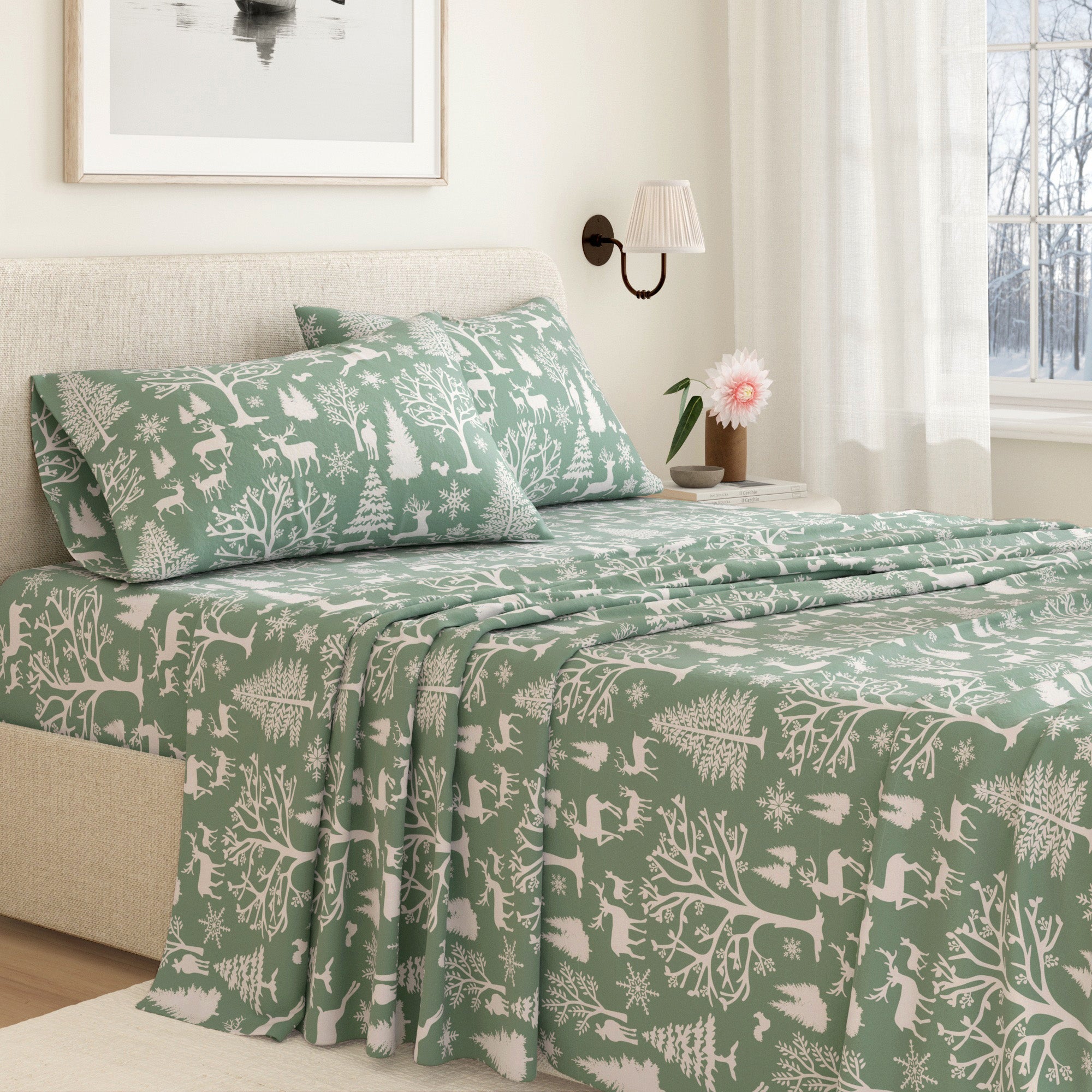 4 - Piece Turkish Cotton Flannel Sheet - Lakeview Collection - Boske.store