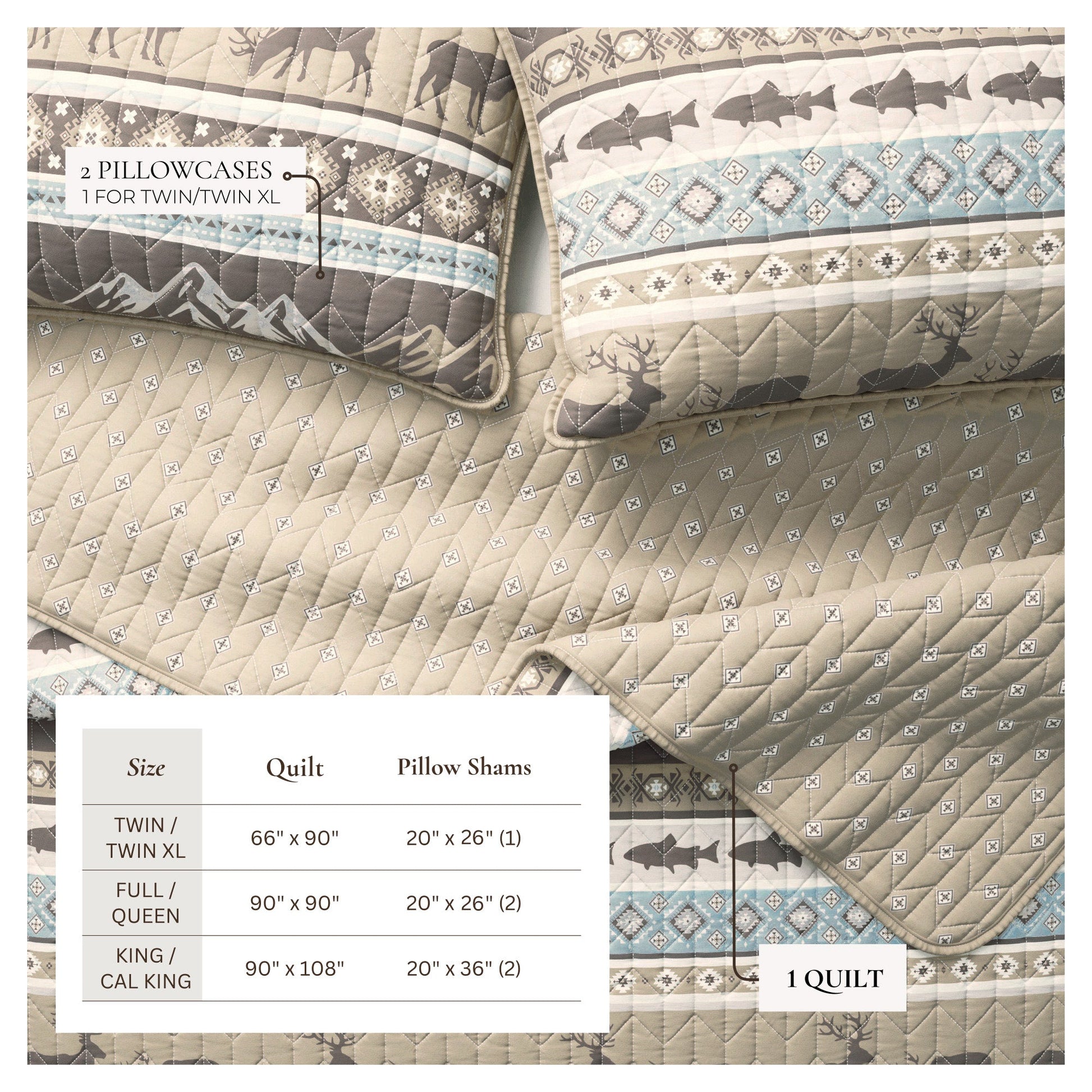 3 - Piece Lodge Quilt - Yosemite Collection - Boske.store