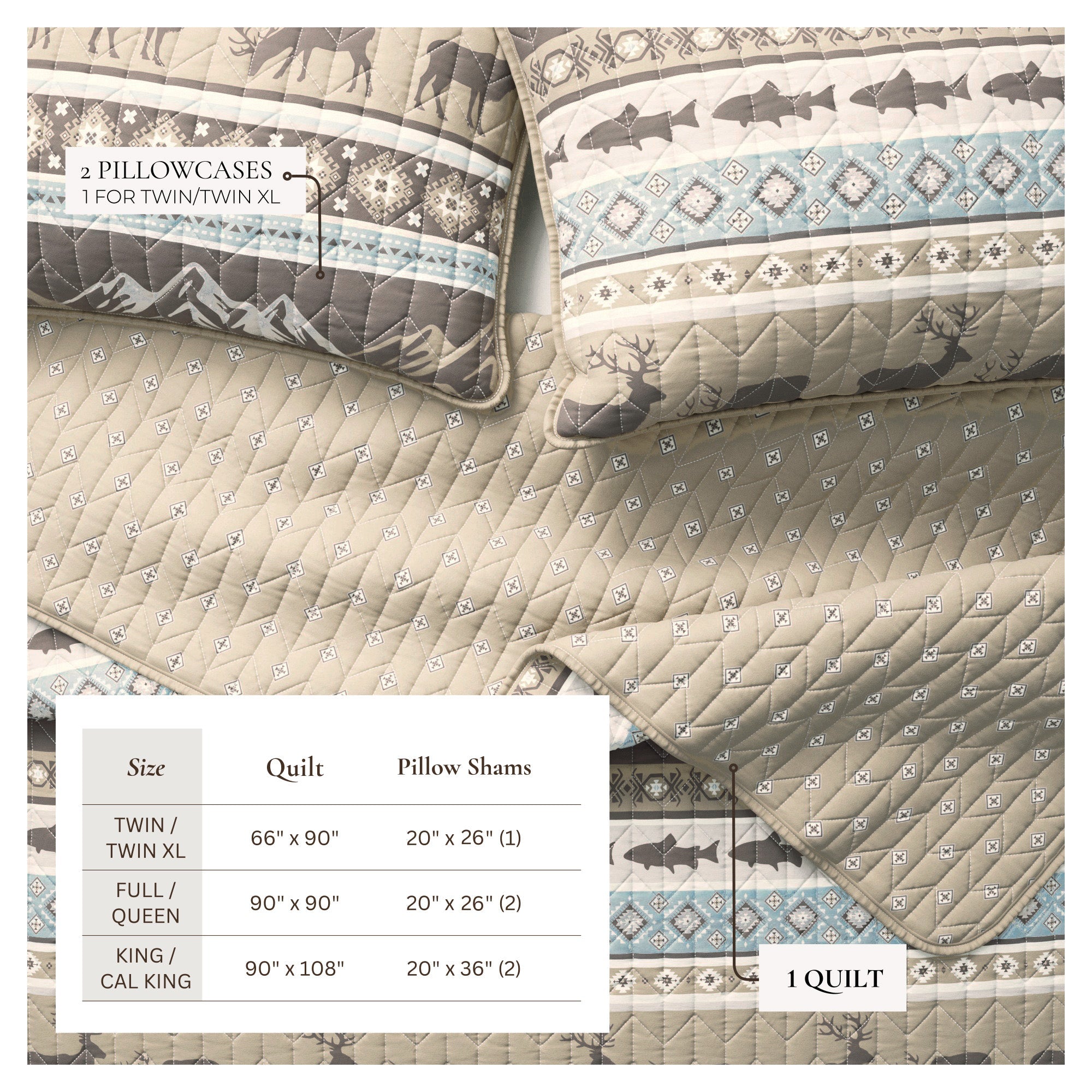 3 - Piece Lodge Quilt - Yosemite Collection - Boske.store